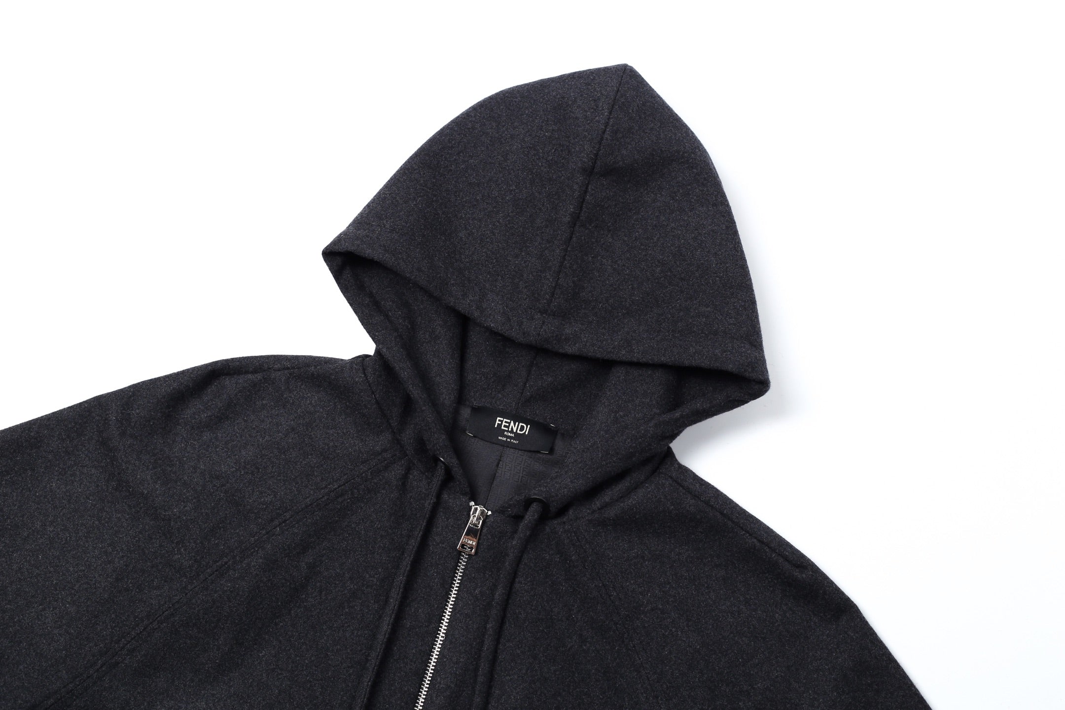 Fendi Hooded Zipper Cashmere Blend Jacket