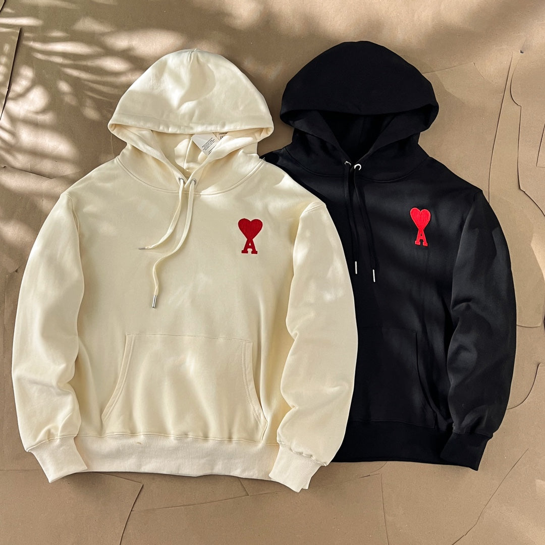Ami Paris Ami De Coeur Heart Embroidery Hoodie